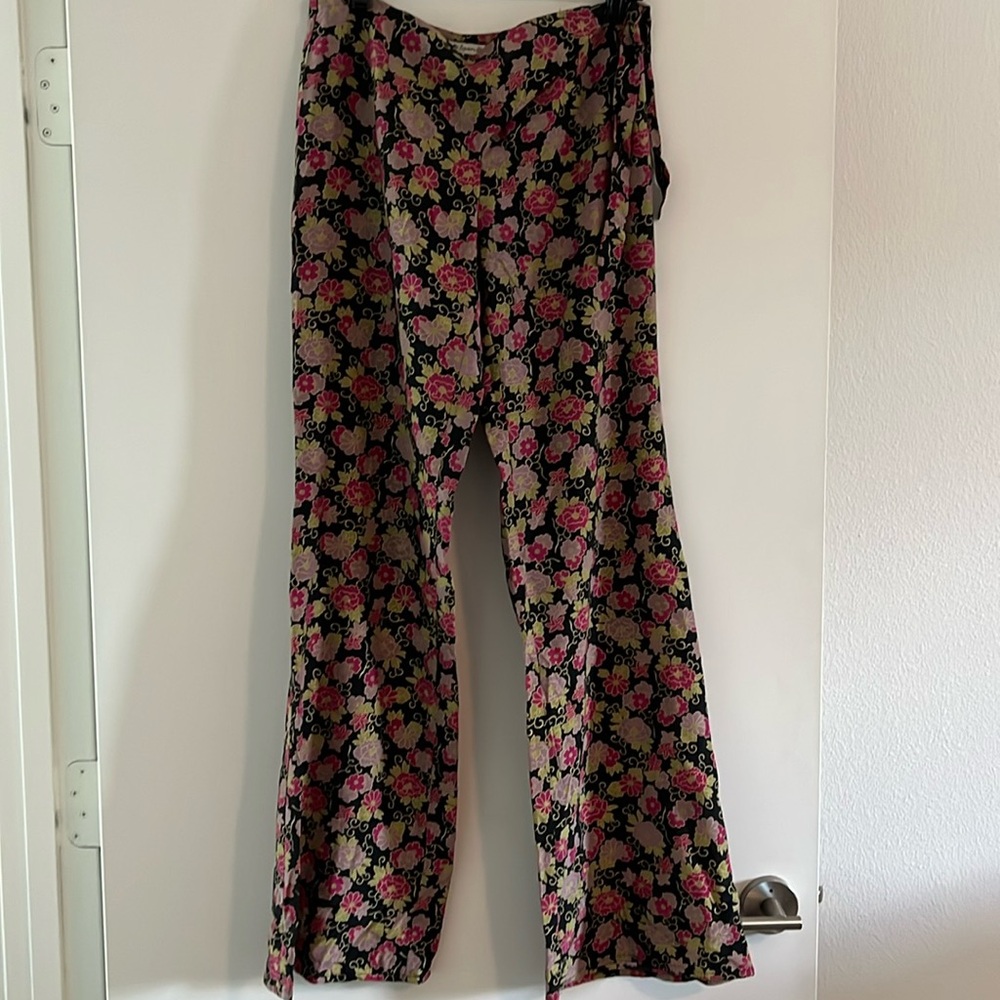 Nanette Lepore floral silk bell bottom pants